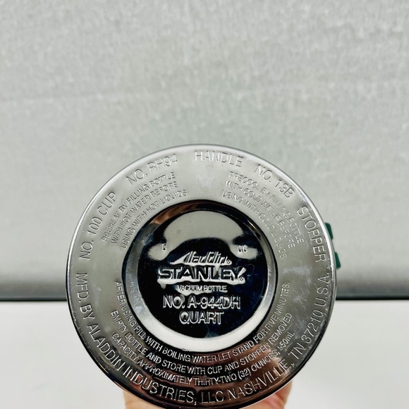 Vtg Aladdin Stanley 1 QUART Green Thermos A-944DH Stopper 13B Handle RH94, USA - Picture 5 of 8